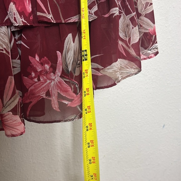 MISA Los Angeles Rima Mini Dress in Floral Burgundy Off the Shoulder Ruffle sz M - Picture 10 of 13